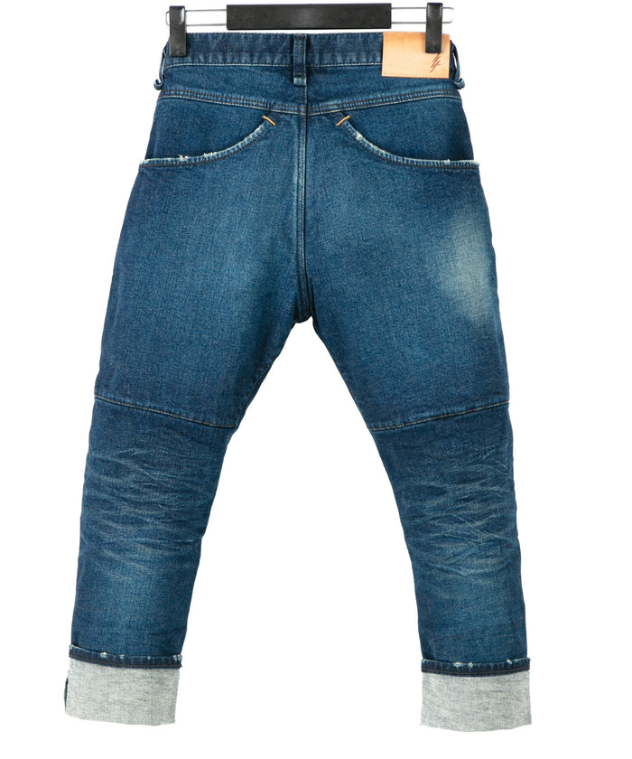 12.5oz オーガニックコットン ストレッチデニム CROPPED JAM クロップド ユースド加工 - INDIGO