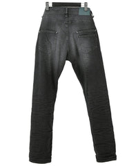 11oz オーガニックコットン ストレッチデニム 1977 レギュラーストレート ユーズド加工 / BLACK