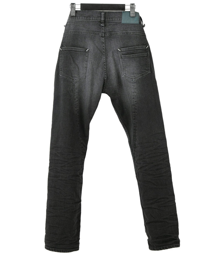 11oz オーガニックコットン ストレッチデニム 1977 レギュラーストレート ユーズド加工 / BLACK