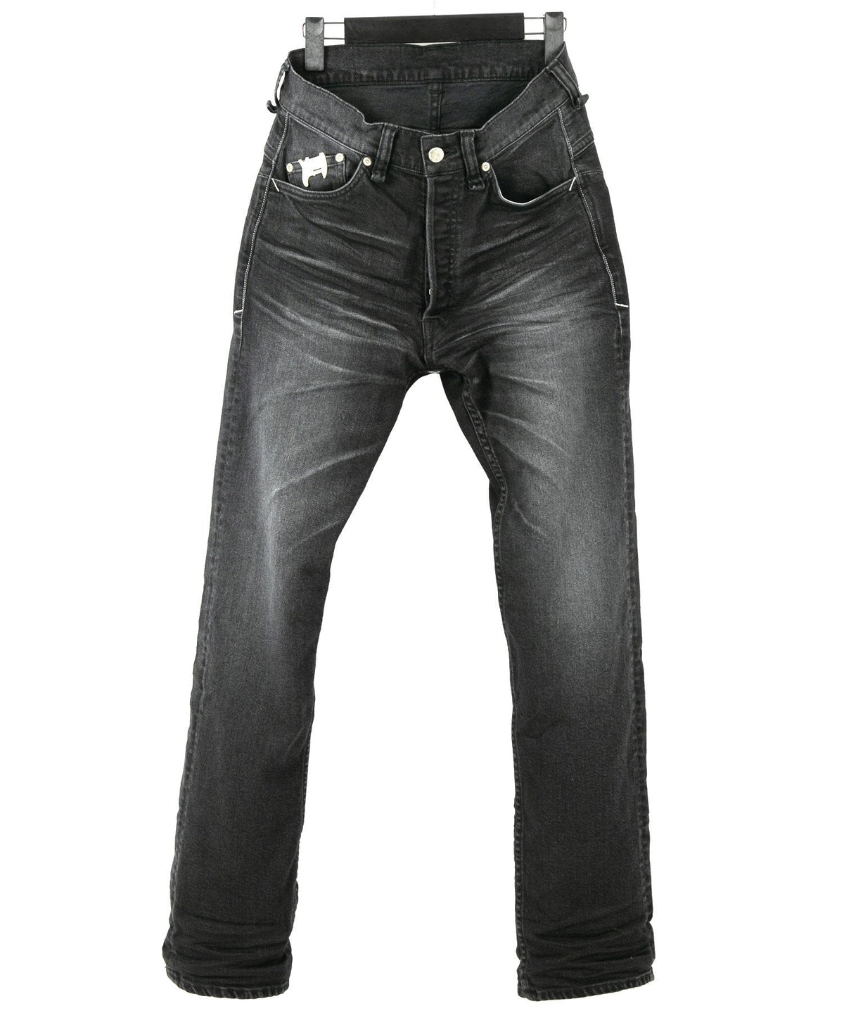 11oz オーガニックコットン ストレッチデニム 1977 レギュラーストレート ユーズド加工 / BLACK