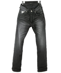 11oz オーガニックコットン ストレッチデニム 1977 レギュラーストレート ユーズド加工 / BLACK