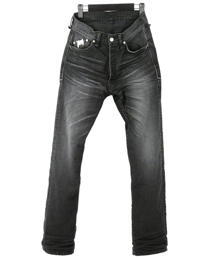 11oz オーガニックコットン ストレッチデニム 1977 レギュラーストレート ユーズド加工 / BLACK