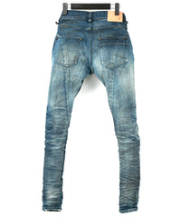 Load image into Gallery viewer, 12.5oz Organic Cotton Stretch Denim Skinny Jeans HARD USED PROCESSING - INDIGO