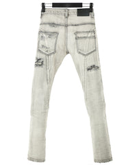Load image into Gallery viewer, 11oz Organic Cotton Stretch Denim Tight Straight Jeans Crash + Repair / WHITE