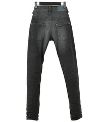 11oz オーガニックコットン ストレッチデニム TIGHT JOE タイトストレート ユーズド加工 - BLACK