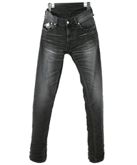 11oz オーガニックコットン ストレッチデニム TIGHT JOE タイトストレート ユーズド加工 - BLACK