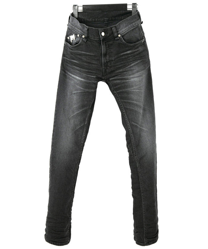 11oz オーガニックコットン ストレッチデニム TIGHT JOE タイトストレート ユーズド加工 - BLACK