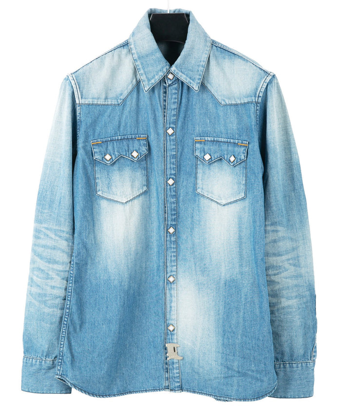 5.3oz オーガニック コットン デニム TRAVISウエスタンシャツ - INDIGO