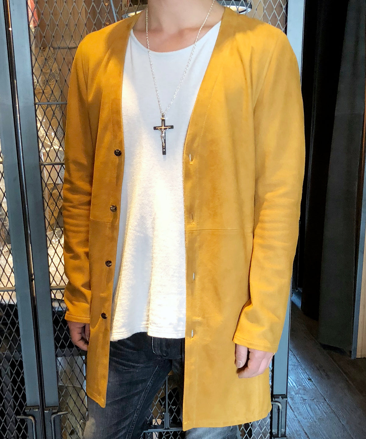 ハイランドラム シルキースエード レザーコート - キャメル