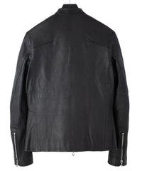 オイルカーフ SLATER シングルライダースジャケット - BLACK