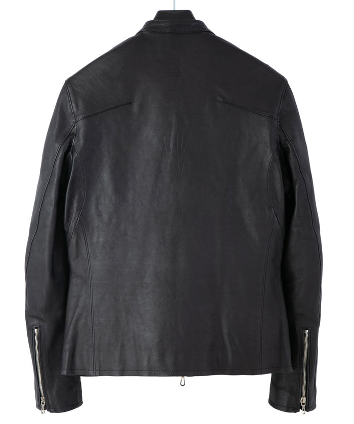 オイルカーフ SLATER シングルライダースジャケット - BLACK