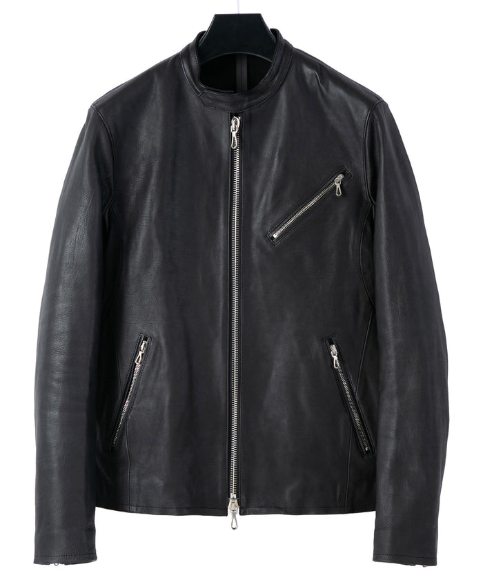 オイルカーフ SLATER シングルライダースジャケット - BLACK