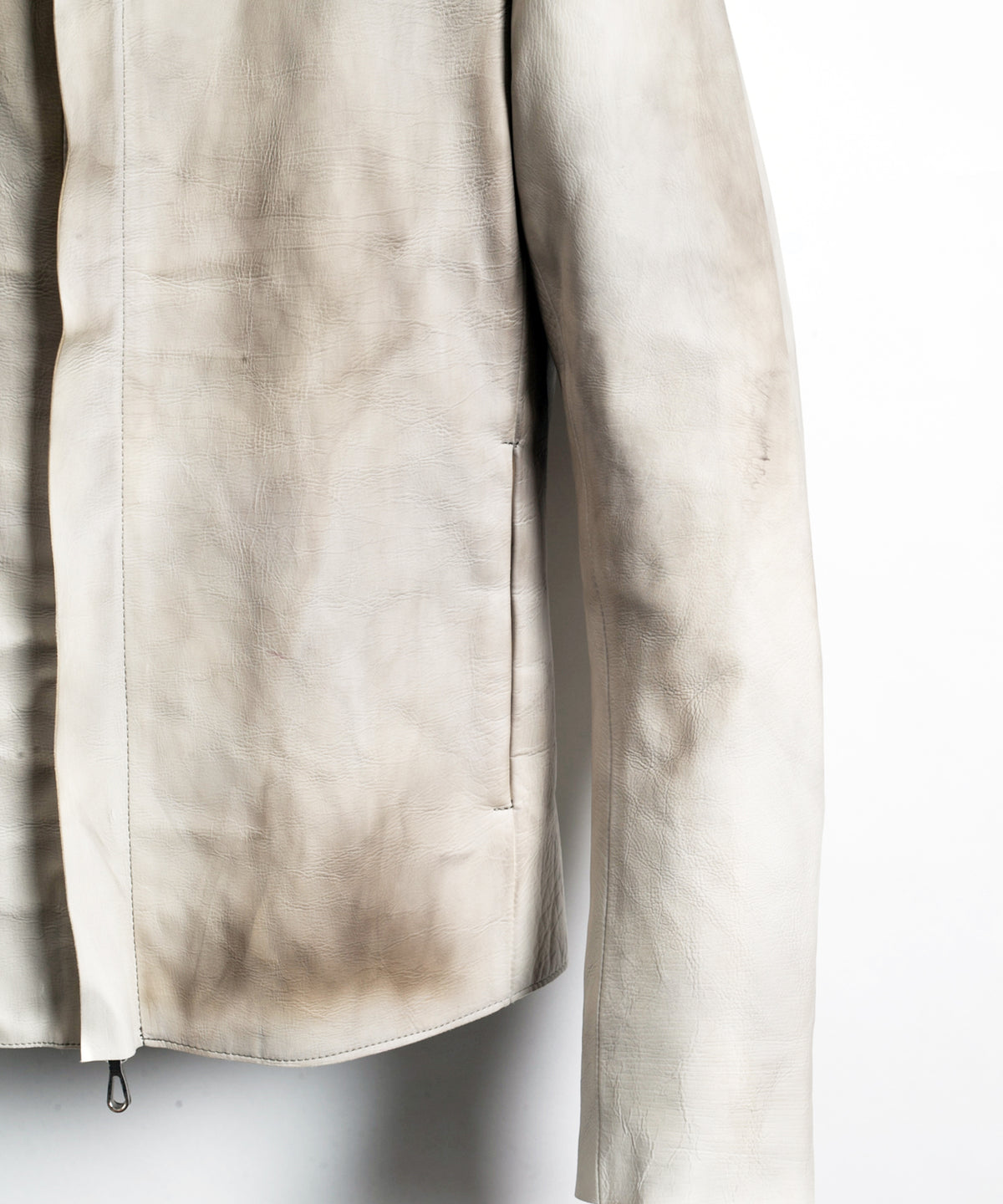 [BURN UP] Domestic White Tanned Calf Skin Stand Collar Jacket