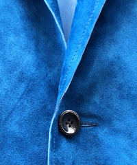 地生カーフスエード "RUST" オーバーコート - ブルー