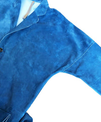 地生カーフスエード "RUST" オーバーコート - ブルー