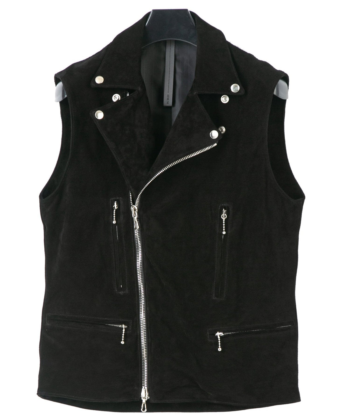 Domestic Calf Suede Riders Vest / BLACK