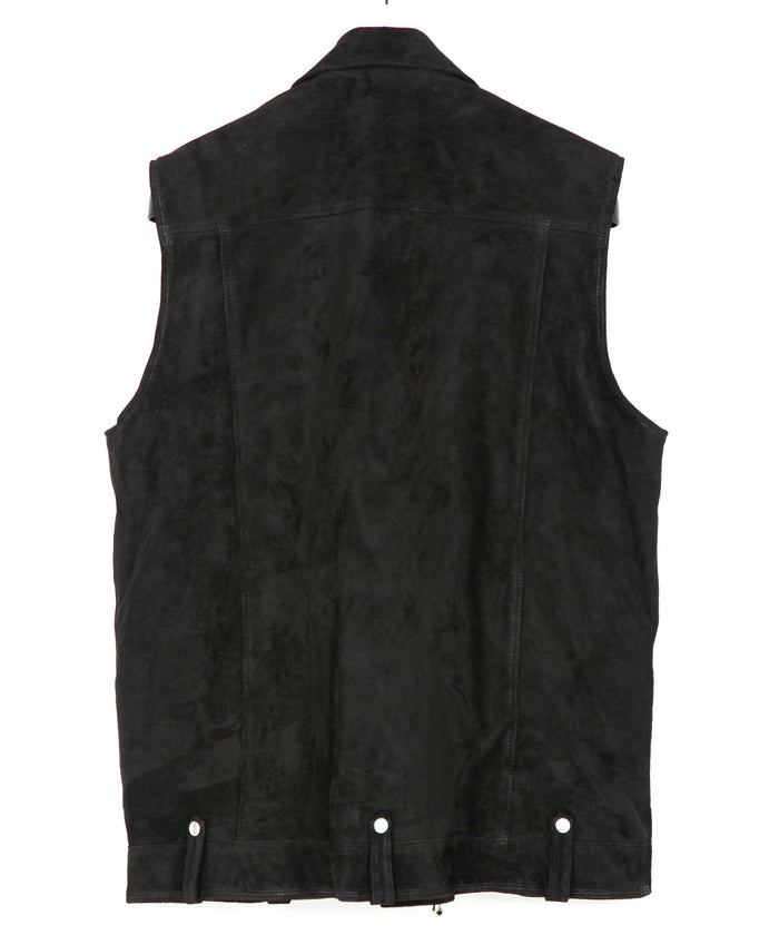 ジャパンカーフスエード RENTON ダブルライダースベスト - BLACK