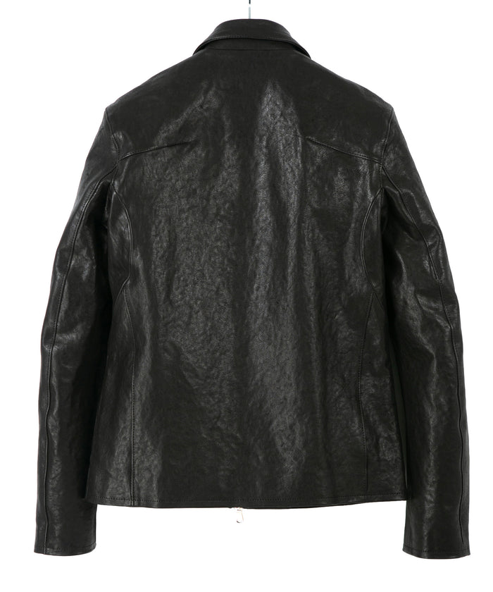 フルタンニン ピット鞣し シュリンク ホースハイド VINCENTS シングルライダースジャケット - BLACK