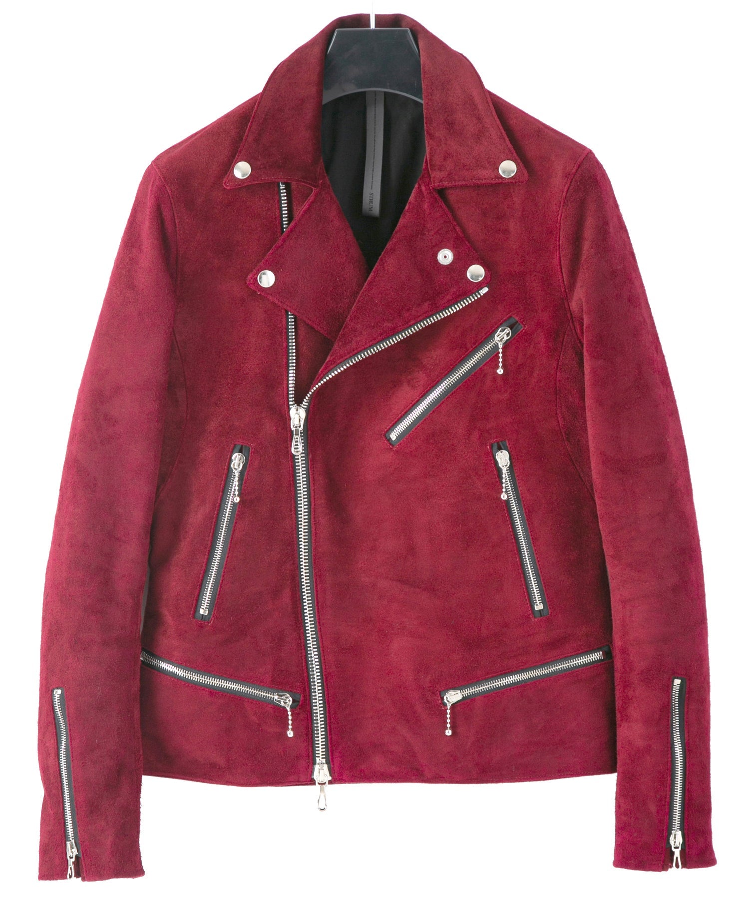 Load image into Gallery viewer, Suede Horsehide &quot;DEVINE&quot; Double Riders Jacket - BURGUNDY
