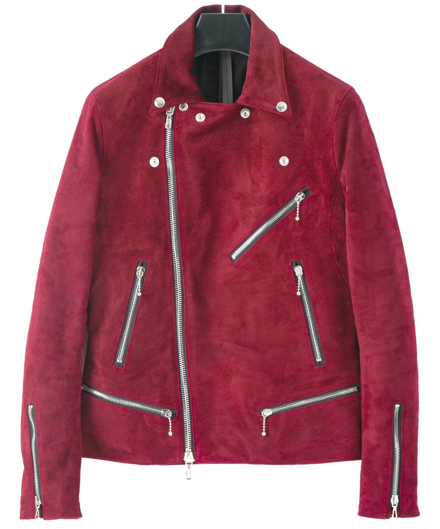 Load image into Gallery viewer, Suede Horsehide &quot;DEVINE&quot; Double Riders Jacket - BURGUNDY