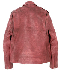 【直営店限定】フルタンニン鞣し カーフスキン Burning dyed - 燃焼製品染め JOEY ダブルライダースジャケット - BURGUNDY