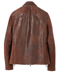ジャパンカウ グレージングスエード VINCENTS シングルライダースジャケット - BROWN