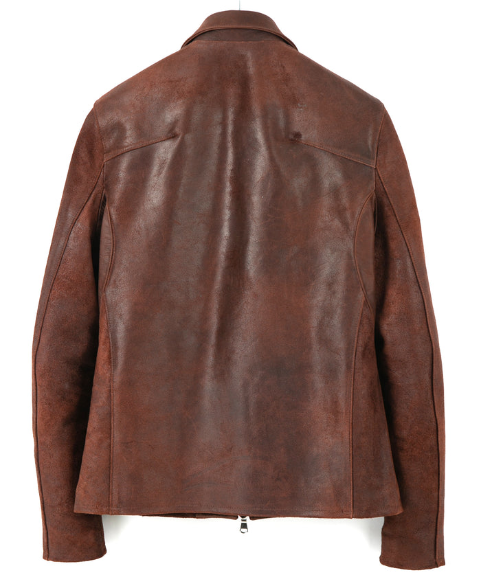 ジャパンカウ グレージングスエード VINCENTS シングルライダースジャケット - BROWN