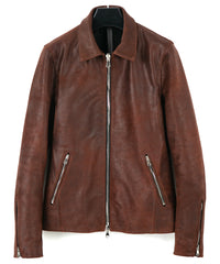 ジャパンカウ グレージングスエード VINCENTS シングルライダースジャケット - BROWN