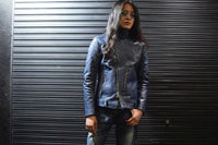 フルタンニン鞣し ジャパンカーフスキン Burning dyed - 燃焼製品染め HI-FLYER ダブルライダースジャケット - BLUE