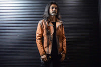 Japan Vegetable Full tanned Calf skin Garment Burning Dyed "HI-FLYER" Double Riders - SUNBURST