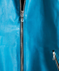 地生ハイブリッドタンニン オイルキップ VINCENTS シングルライダースジャケット - ターコイズ