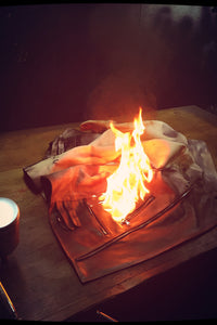 [Burning dyed] Earthen full tannin calf "SPEEDER" double riders jacket / GUN BLUE