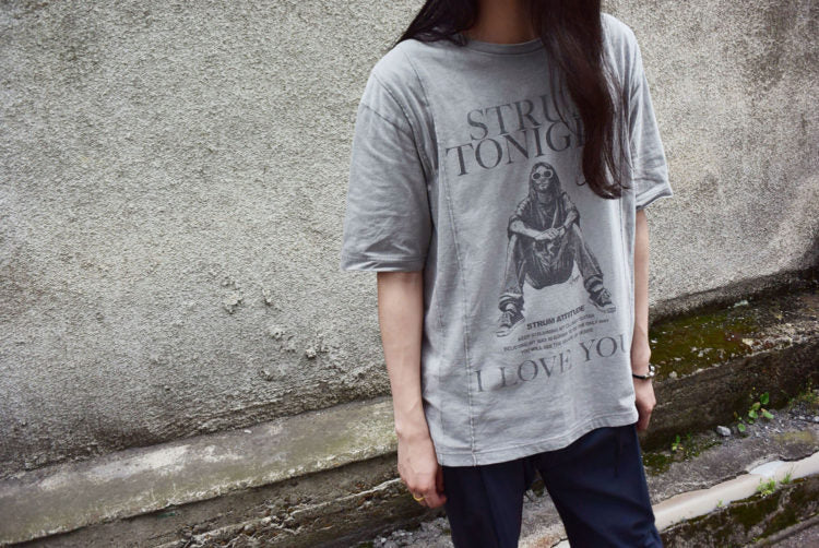 [STRUM ATTITUDE] "I LOVE YOU" Zombie T Shirts / Gray