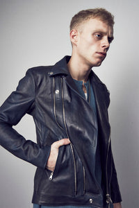 地生カウタンニン Burning dyed 革染め + 製品墨染め "RAVEN" ダブルライダースジャケット