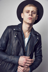 地生カウタンニン Burning dyed 革染め + 製品墨染め "RAVEN" ダブルライダースジャケット