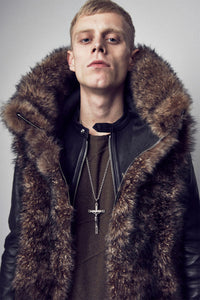 モンゴル ブラウン カシミア フーディーベスト