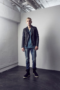 地生カウタンニン Burning dyed 革染め + 製品墨染め "RAVEN" ダブルライダースジャケット