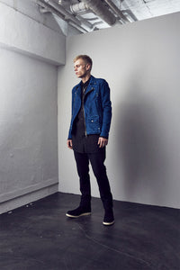 Load image into Gallery viewer, Domestic Calf Suede Double Riders Jacket / BLACK